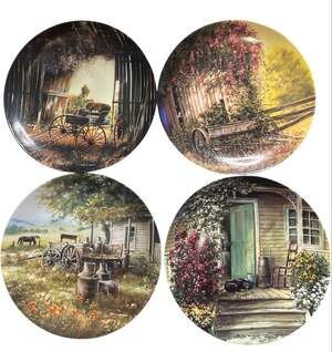 W.S. George Maurice Harvey Country Nostalgia Series Collector Plates Set of 4